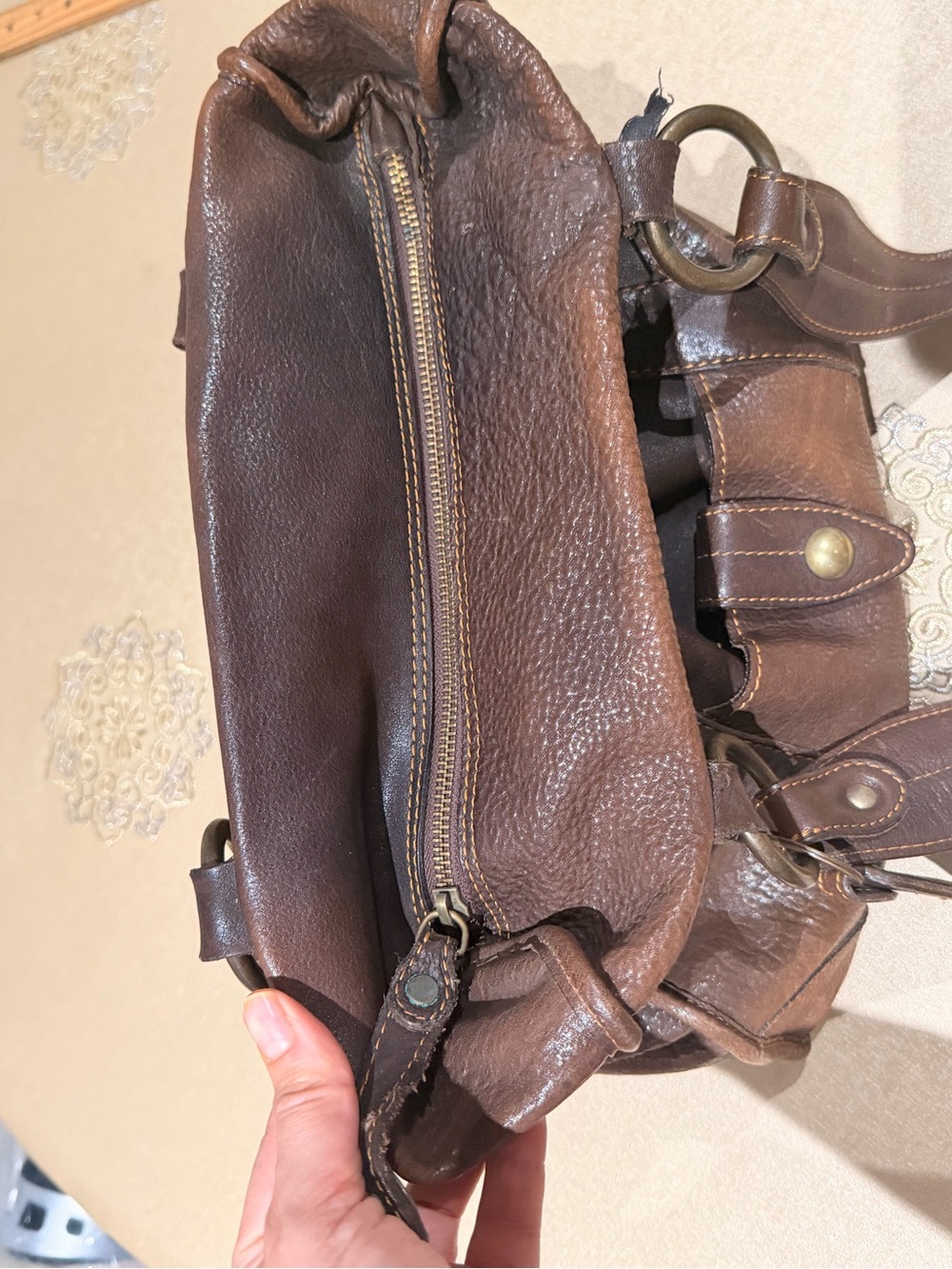 Caterina lucchi Classic Brown Leather Tote Bag - Made in Italy - Picture 8 of 9